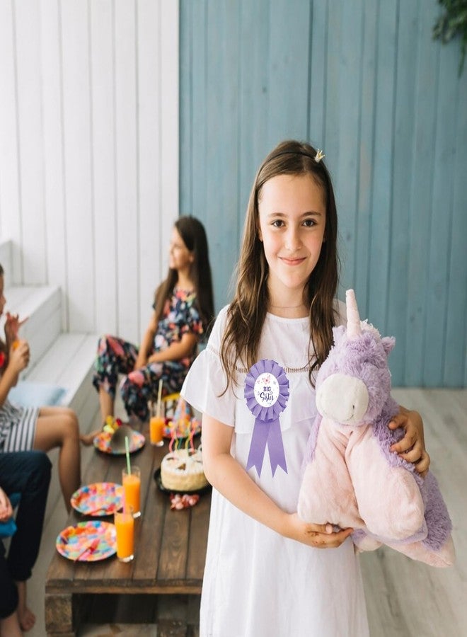 دبوس شارة فراشة للأخت الكبرى، دبوس فراشة للأخت المنتظرة، زر عيد ميلاد سعيد للبنات، شريط جائزة وردية أرجوانية لعيد ميلاد فتاة، هدايا تذكارية لحفل استقبال مولود جديد مزينة بالفراشات - Image 5